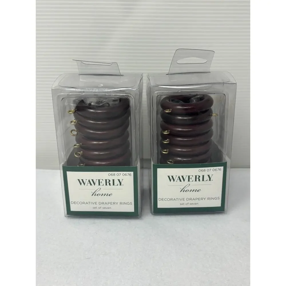 Lot of 2 Waverly Home Small Decorative Drapery‎ Curtain Ring Set of 14 Brown